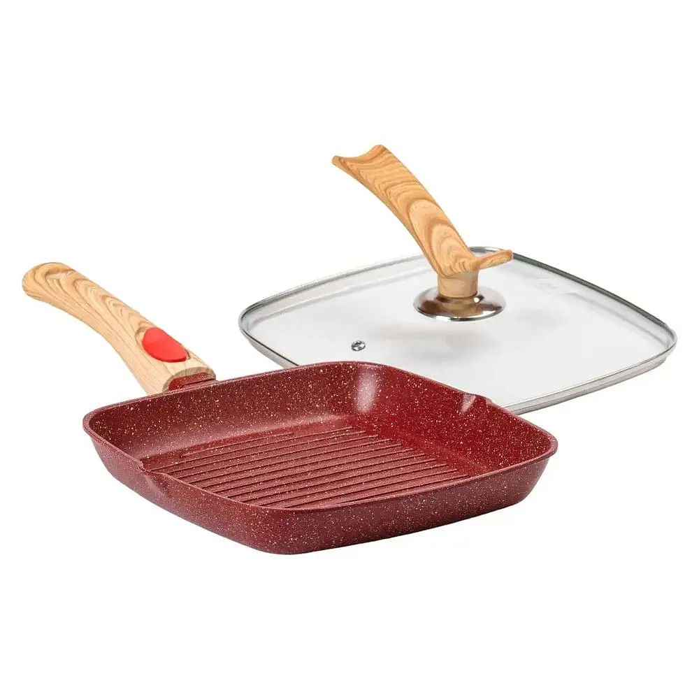 Сковорода-гриль MGC 24 см с антипригарным покрытием и съемной ручкой, красный MGC HP-4-461R - фото 4