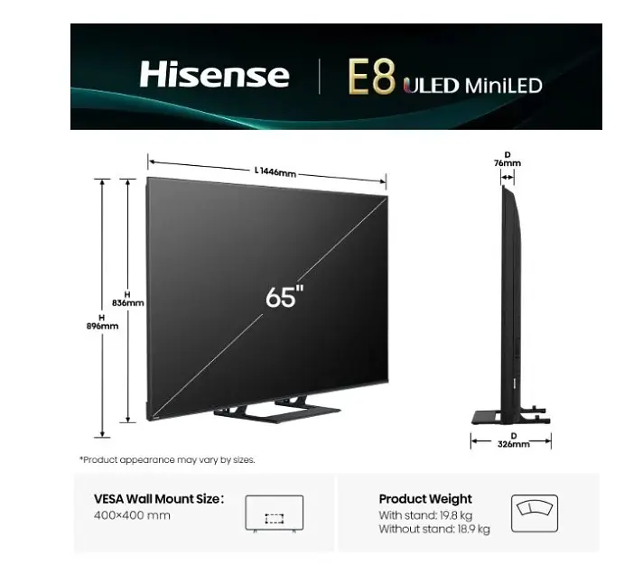 Телевізор HISENSE 65E8Q Smart TV - фото 3