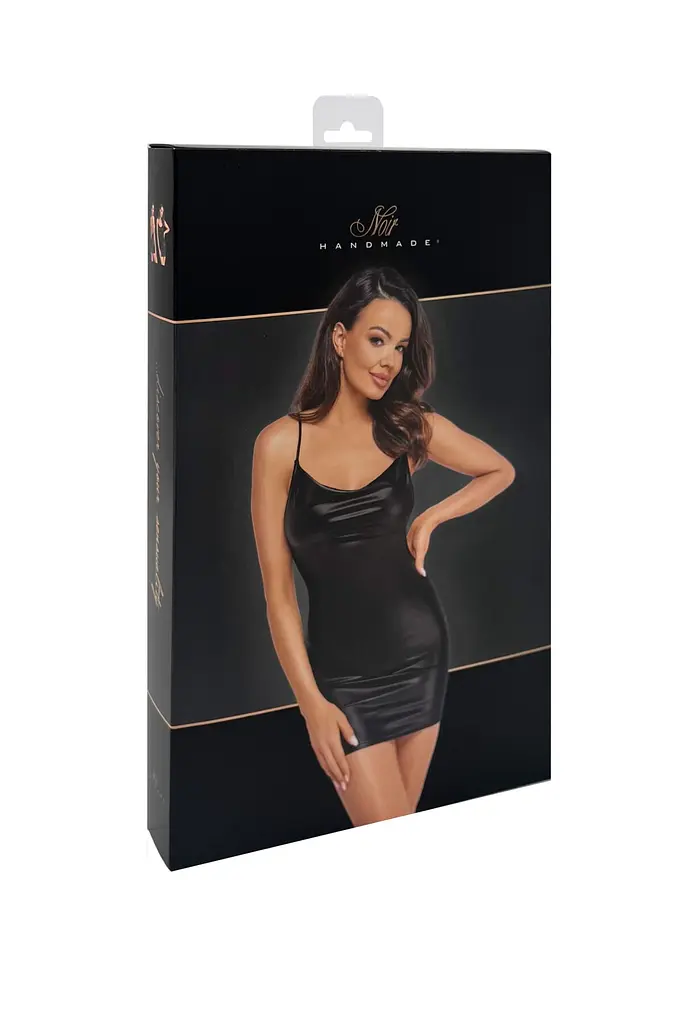 Сукня Noir Handmade F307 Mirage, XXL, black, міні, під латекс, відкрита спина, декор зі стразів - фото 7