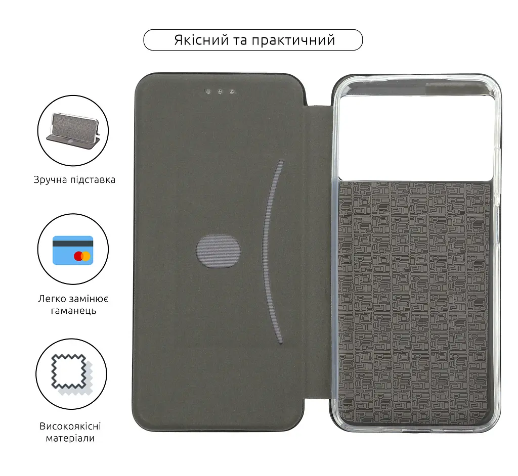 Чехол-книжка для Xiaomi Poco M5, G-Case, черный, кожаный чехол-книга из экокожи (PU) и TPU, с магнитом, с подставкой и вместительным кардхолдером, противоударный, защита всего корпуса, ArmorStandart (ARM62965) - фото 3