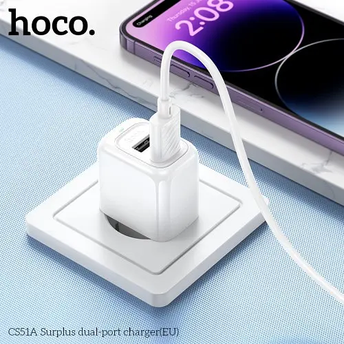 Сітчастий зарядний пристрій HOCO CS51A Surplus dual-port charger 2USB/2,4A білий - фото 6