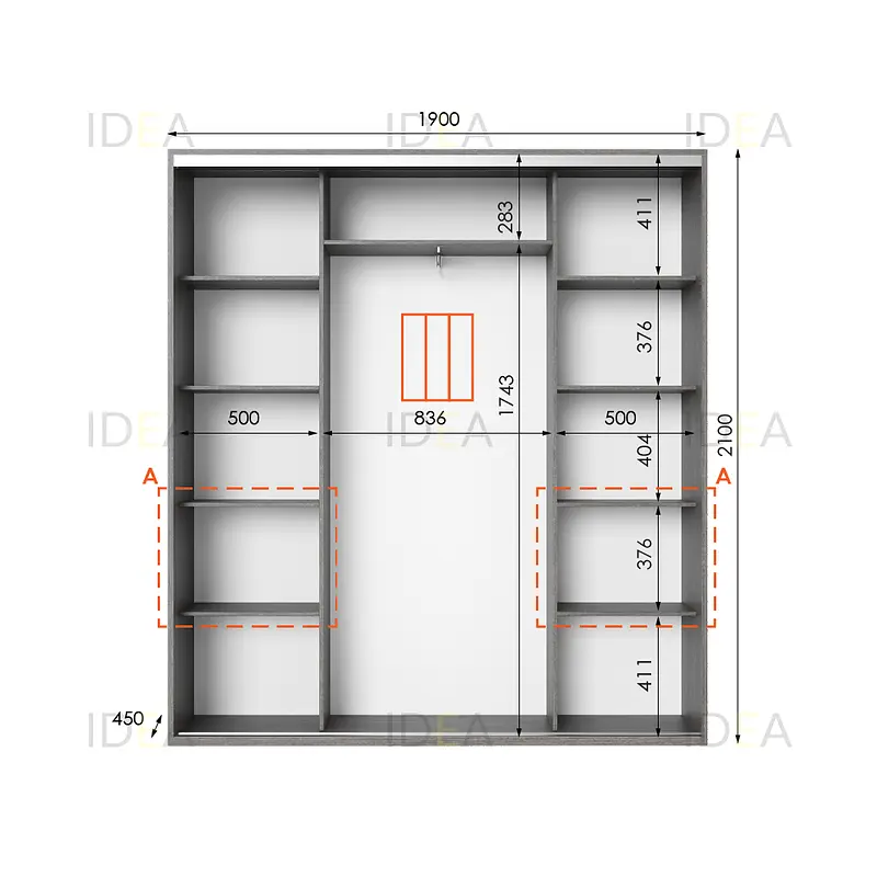 Шафа-купе Idea серія 7 190 x 45 x 210 см Венге темний Дзеркало - фото 2