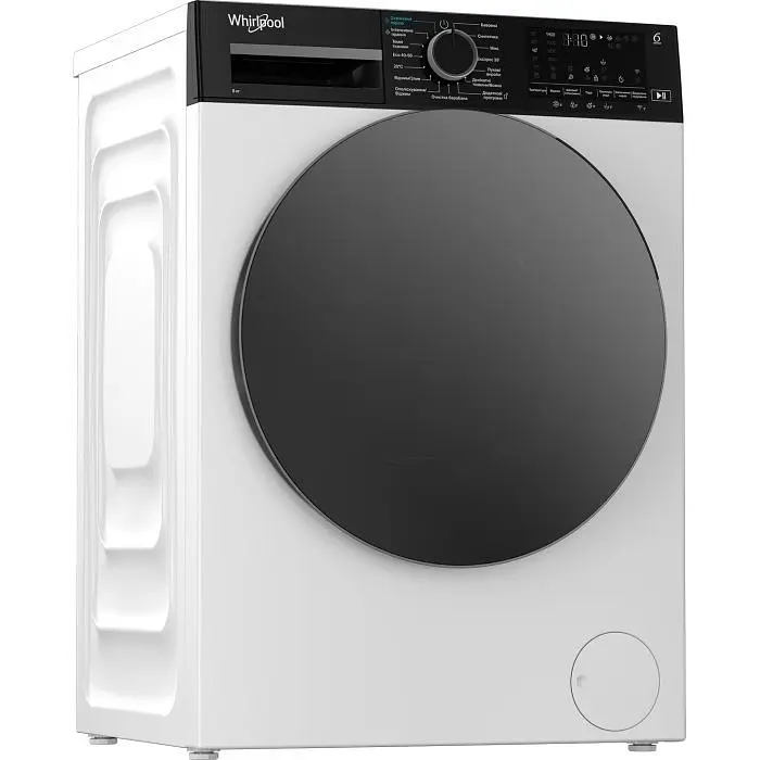 Whirlpool Пральна машина фронтальна, 8кг, 1400, C, 55см, дисплей, пара, інвертор, люк чорний, білий - фото 2