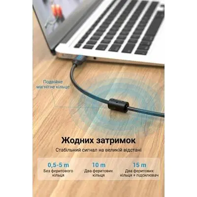 Кабель для принтера Vention USB 2.0 AM/BM 10.0m ferrite black (COQBL) - фото 5