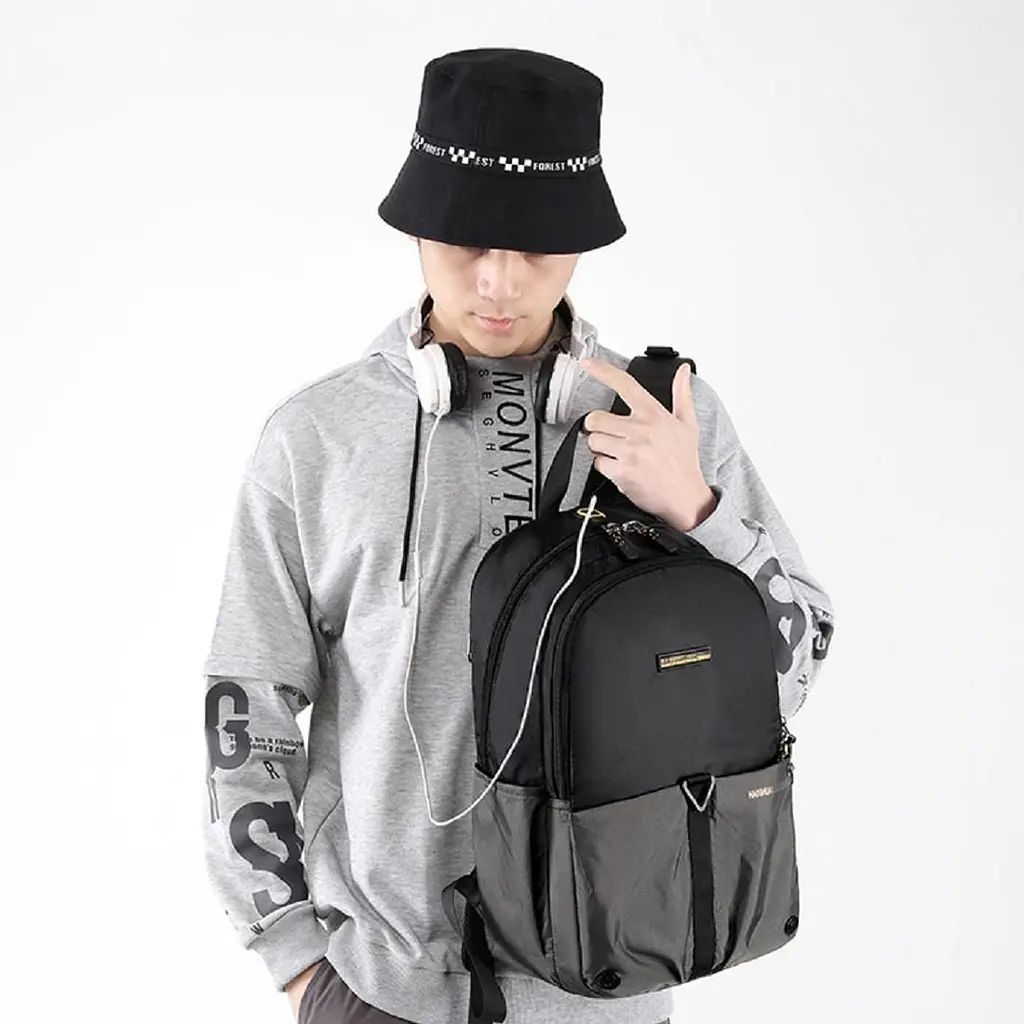 Місткий чоловічий текстильний рюкзак Confident AT08-6815G сірий - фото 7