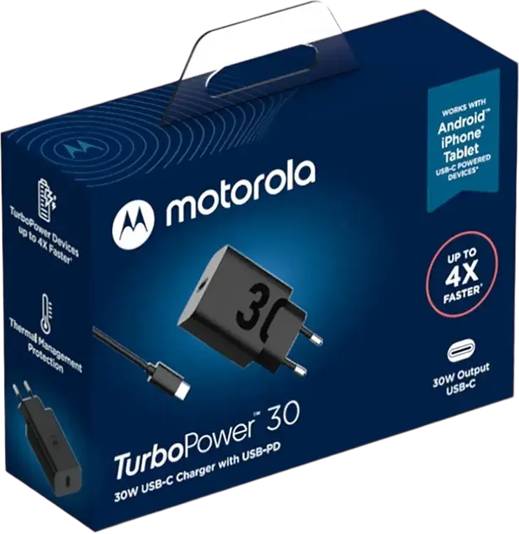 Зарядний блок адаптер 2 порти Motorola 50 W U+C + кабель USB-C (SJMC502) - фото 5