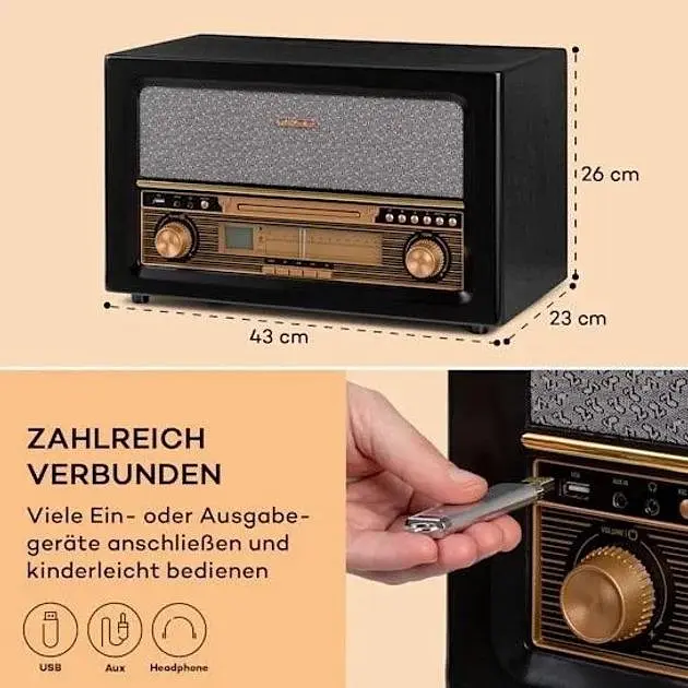 Акустическая ретро стереосистема Auna Belle Epoque 1906 Retro Stereo (10040055) - фото 5