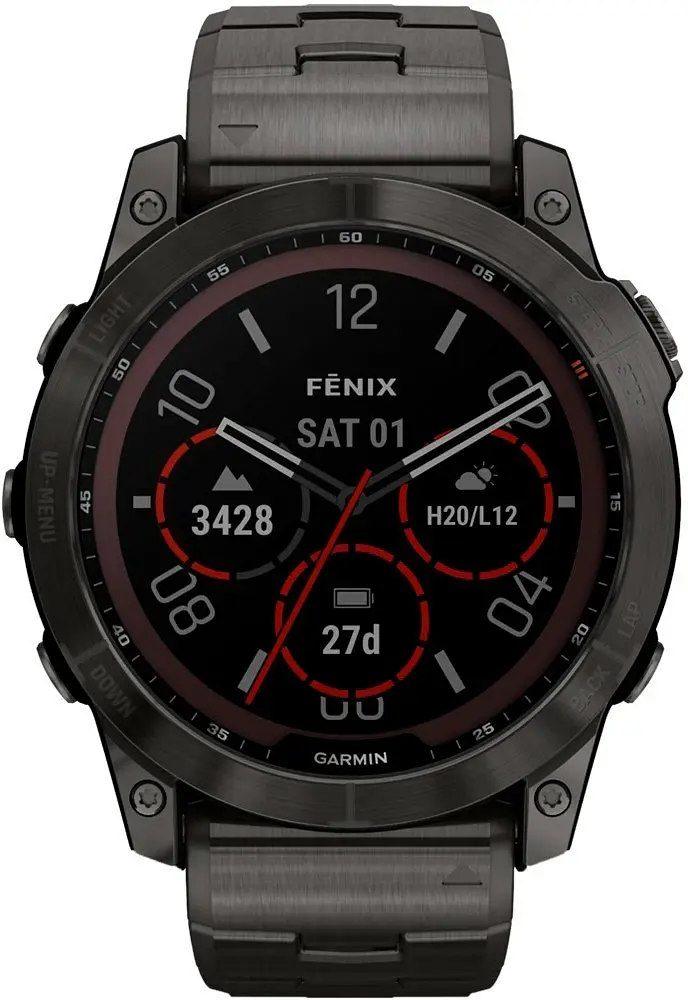 Смарт-часы Garmin Fenix 7X Sapphire Solar C. Grey DLC Titanium w. Carbon Grey DLC Vented T. Band (010-02541-27) - фото 2