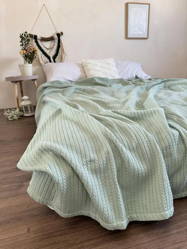 Покривало Zeintex Косичка бавовняне м'ятне 200х230 см - фото 9