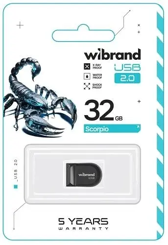 Флеш-накопичувач USB 32Gb Scorpio, Black, USB 2.0 (WI2.0/SC32M3B) Wibrand teh0029138 - фото 2
