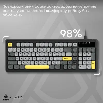 Клавіатура Ajazz AF98 USB UA Black/Grey/Yellow (AF98-BGY) - фото 8