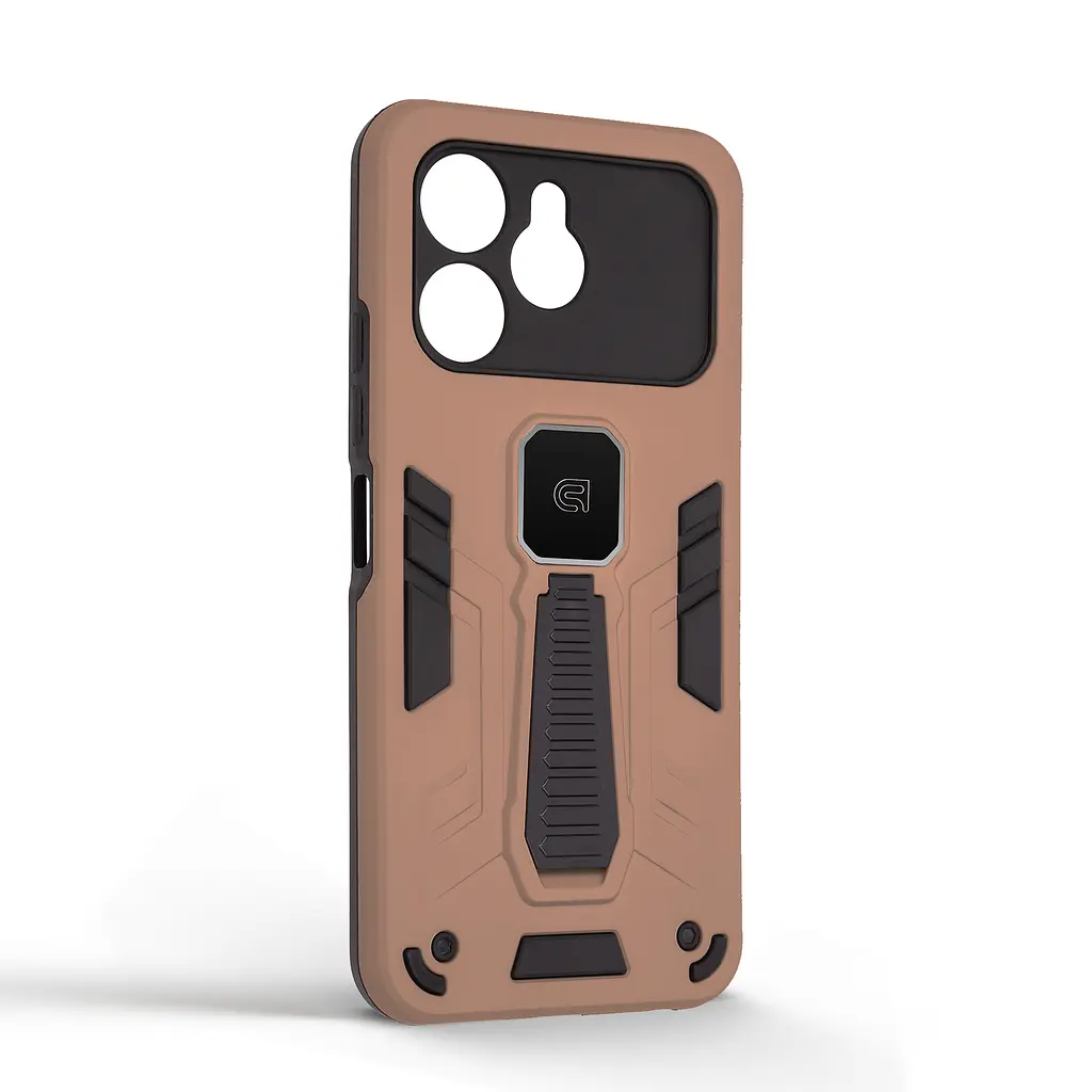 Чехол для TECNO Spark 40 4G, Proover, коричневый, с подставкой и магнитом, противоударный, ударопрочный, бронированный, панель-накладка, защита всего корпуса, термополиуретан (TPU) + поликарбонат (PC), ArmorStandart (ARM87280) - фото 2