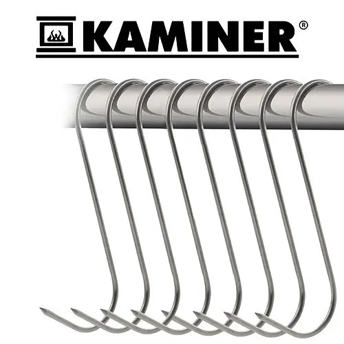 Гачки для копчення Kaminer 25553, 15 шт., S-подібні, нержавіюча сталь 3 мм, для м’яса, риби, ковбас - фото 3