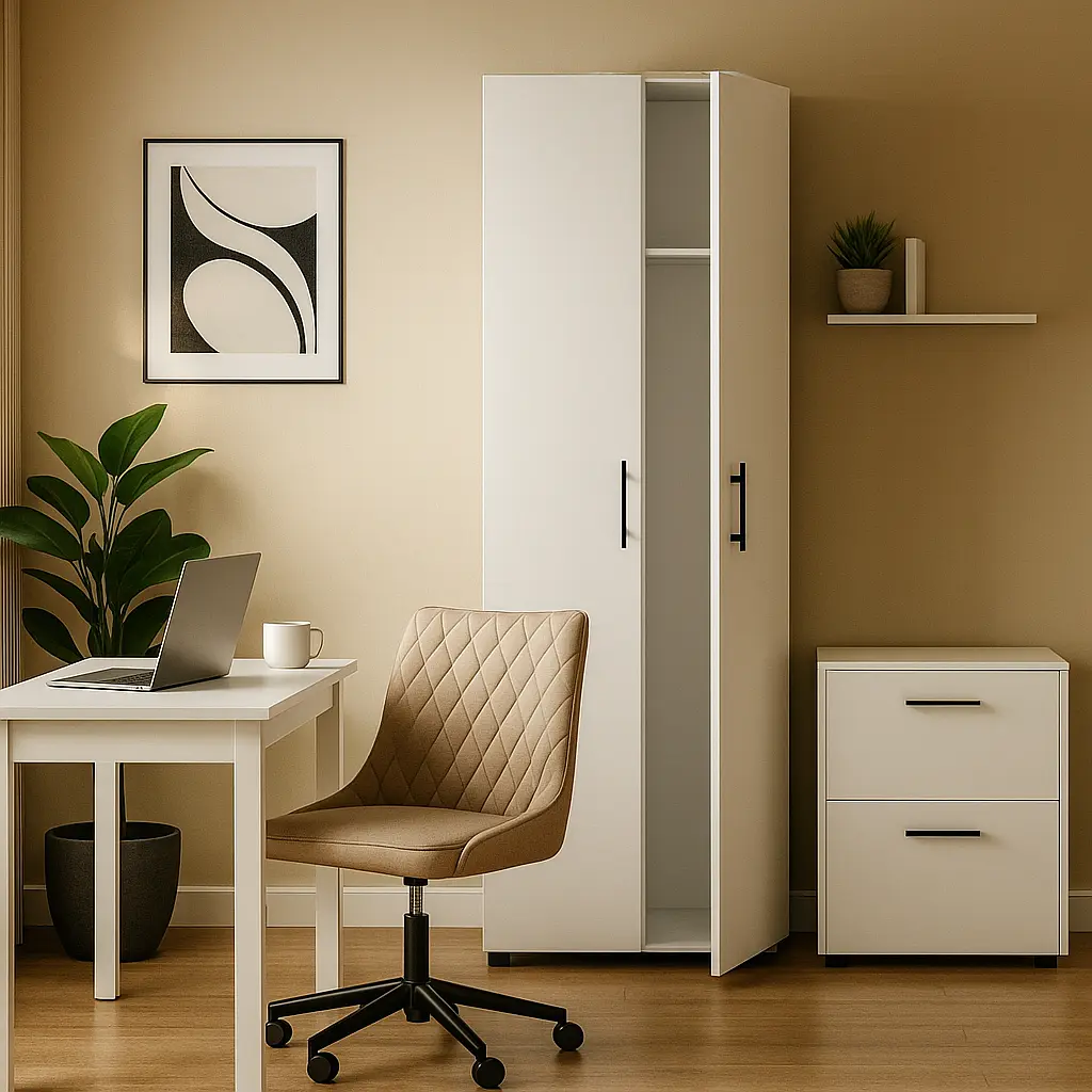 Шкаф гардеробный с выдвижной штангой ОП-901 Orange-Line 700х347х1825 Белый - фото 3