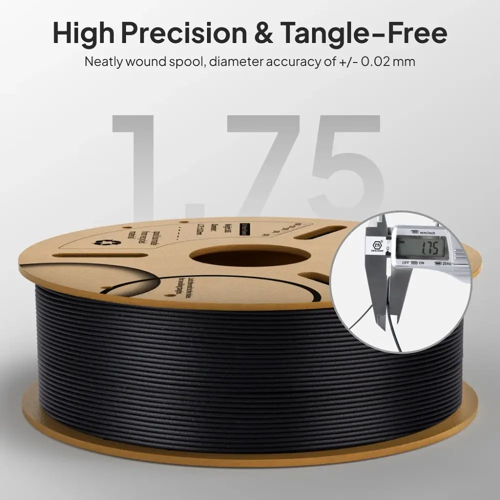 Пластик (Filament) ELEGOO PLA-CF 1кг, 1.75мм, з вуглецевим волокном, чорний - фото 3