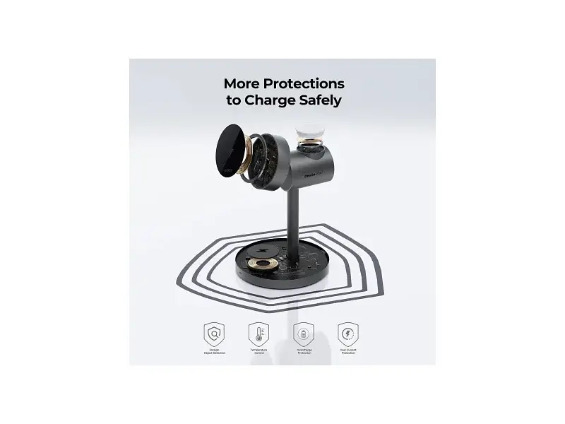 Бездротовий зарядний пристрій AUKEY MagFusion 3-in-1 15 W Qi2 сірий (LC-MC311) - фото 12