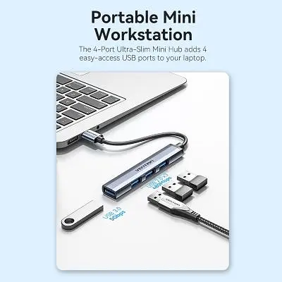 Концентратор Vention USB 3.0 to 1xUSB 3.0 + 3xUSB 2.0 0.15m gray (CKOHB) - фото 6