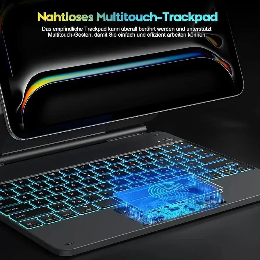 Чохол-клавіатура OMOTON для планшета iPad Pro 13" M4 2024 з під'єднанням через Bluetooth та тачпадом чорний (SKU-149) - фото 6