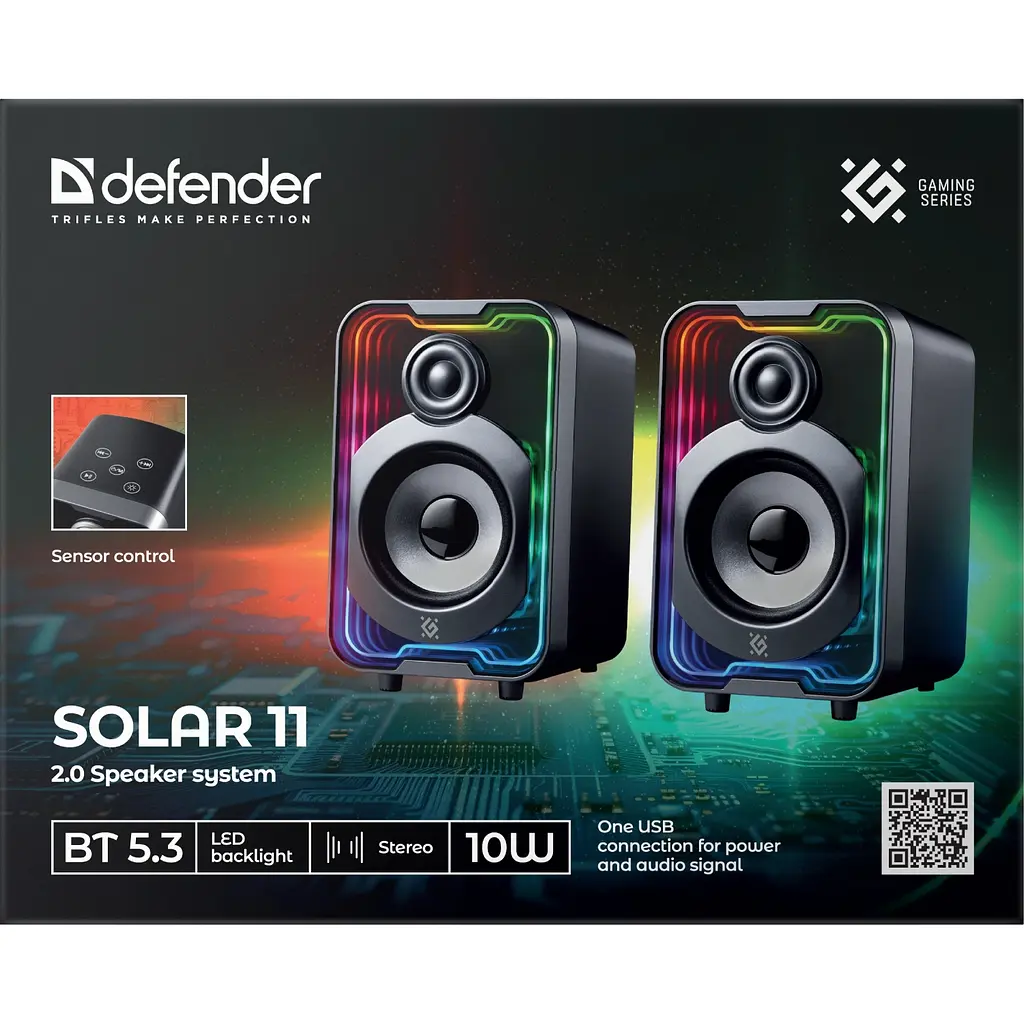 Акустична система 2.0 Defender Solar 11 10Вт, Bluetooth, RGB підсвітка, USB, чорна - фото 8