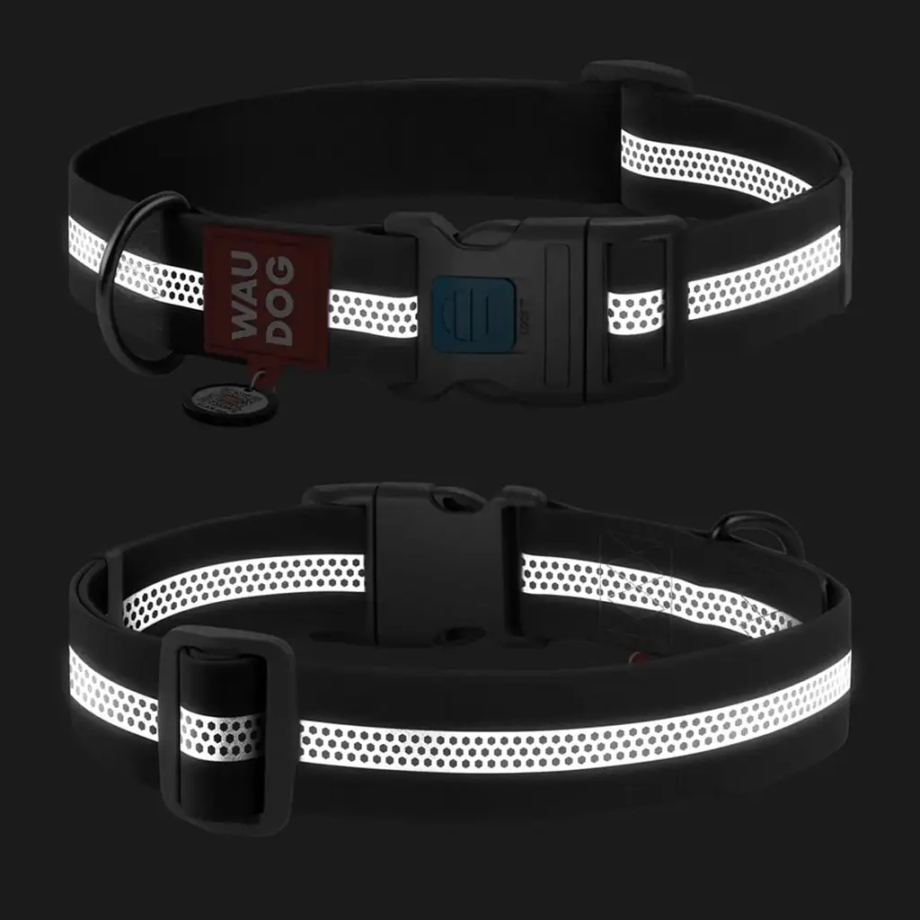 Нашийник для собак водостійкий Waudog Waterproof з QR паспортом, світловідбивний, пластиковий фастекс, XXL, 46-70х4 см, сірий - фото 3