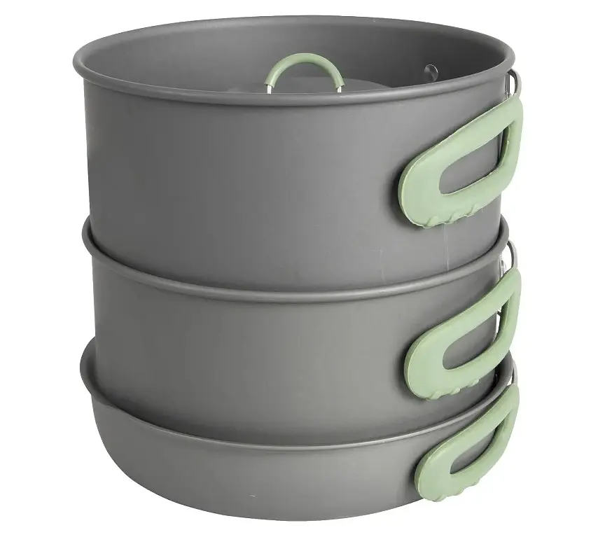 Набір посуду Bo-Camp Explorer XL 4 Pieces Hard Anodized Grey/Green (2200249) (DAS302116) - фото 10