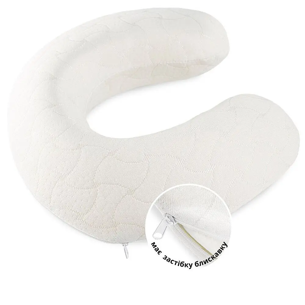 Подушка рогалик для подорожей IDEIA - Memory Foam 30х40 з ефектом пам'яті та наволочкою на блискавці біла - фото 4