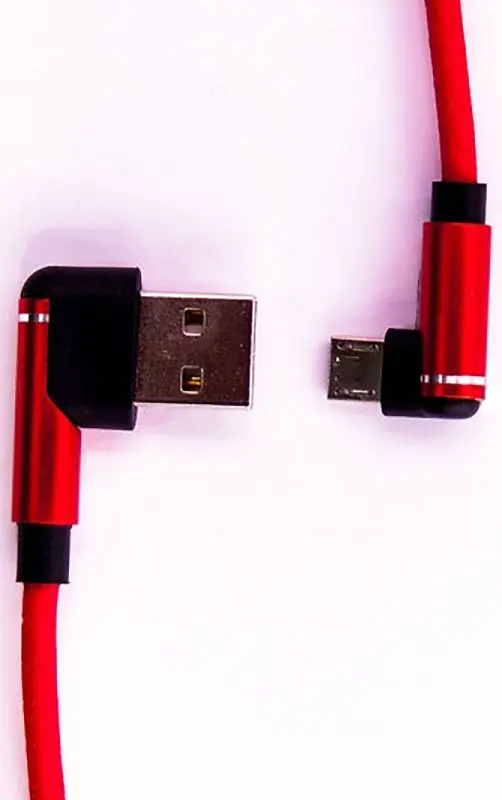 Кабель Dengos PLS-M-UG-SOFT Micro USB Cable угловые коннекторы 1m Red - фото 2