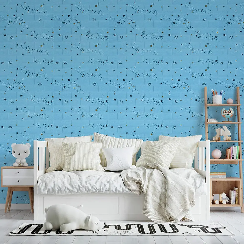 Самоклеюча панель 3D Sticker Wall 700х770х3мм Блакитні зірки 321 SW-00001342 - фото 5