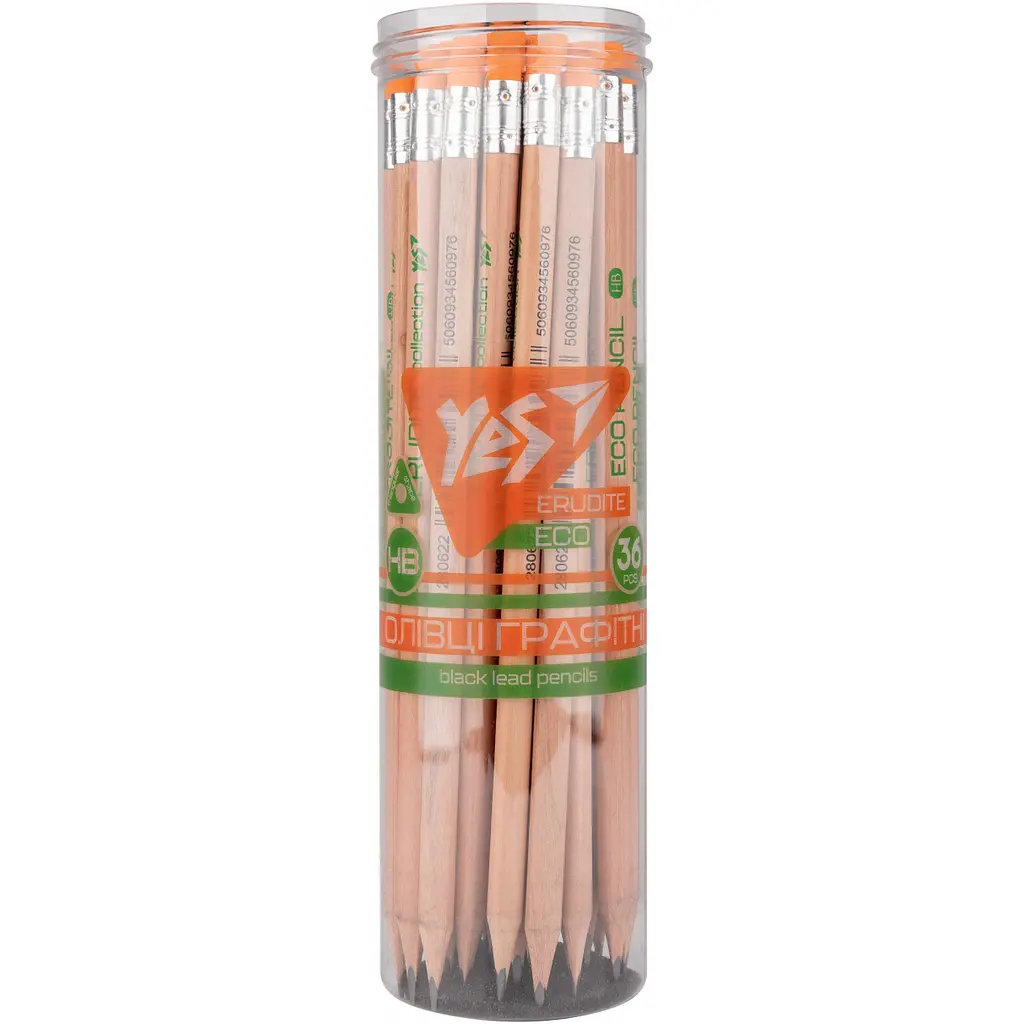 Олівець чорнографітний YES ECO Pencil Erudite трикутний з гумкою 36 шт. (280622) - фото 2