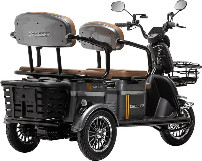 Электроскутер Трехколесный 4-местный Crosser TR-4 VAGON (1000W, 72V,24Ah) Серый - фото 3