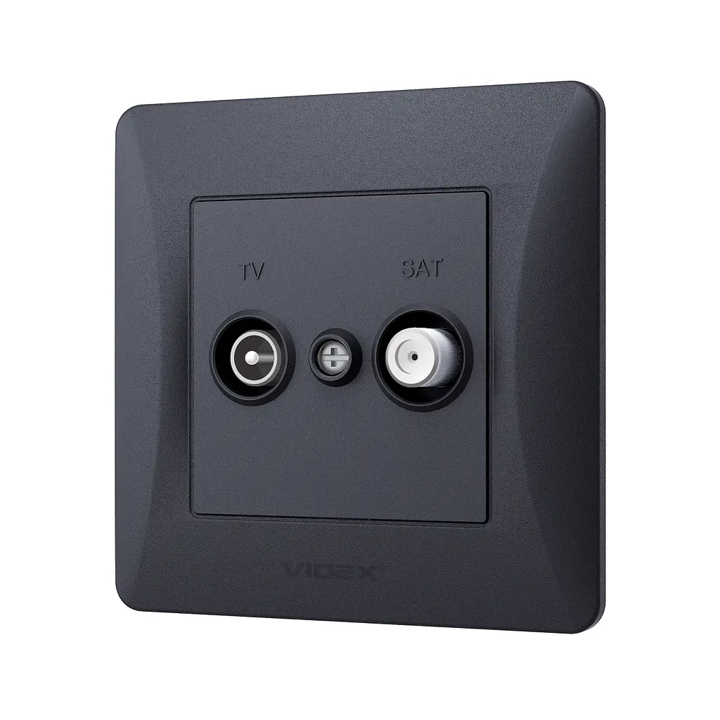 Розетка TV+SAT кінцева чорний графіт VIDEX BINERA VIDEX (24622-000) - фото 3