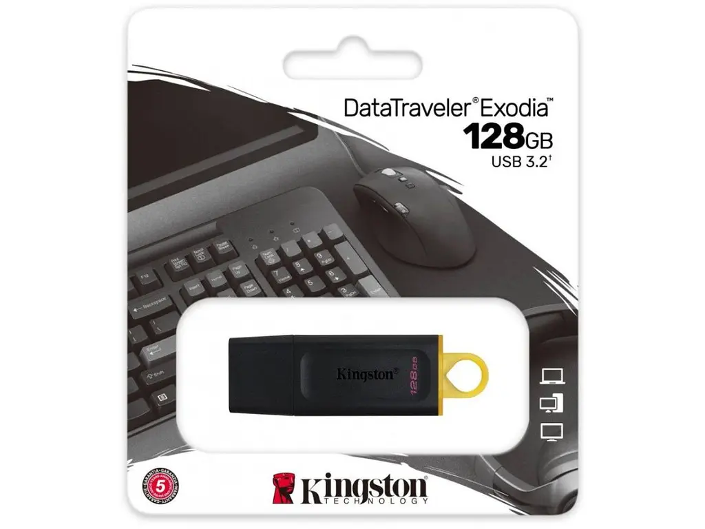 USB флеш-накопичувач Kingston DataTraveler Exodia 128GB USB-A 3.2 Gen 1 Black/Yellow (DTX/128GB) [54114] - фото 3