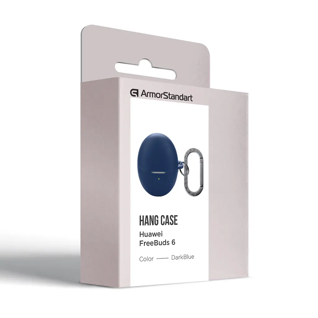 Силіконовий чохол для навушників HUAWEI FreeBuds 6, Hang Case, синій, ультратонкий захисний кейс товщиною 2 мм, захист від подряпин, пилу та ударів, компактний, з карабіном для кріплення, ArmorStandart (ARM86143) - фото 3
