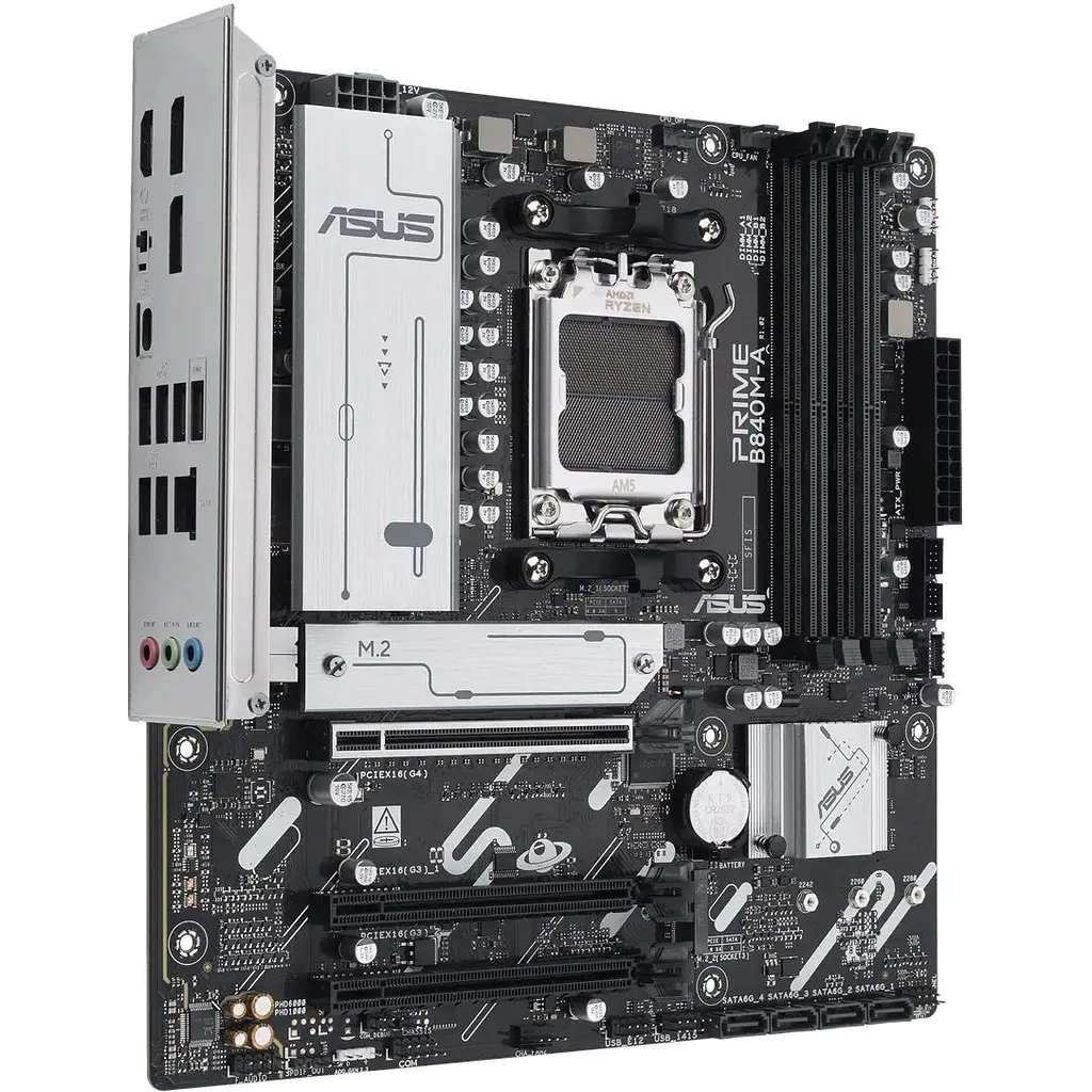 Материнская плата Asus AM5 Prime B840M-A-CSM, B840, 4xDDR5, Int.Video (CPU), 4xSATA3, 3xM.2, 1xPCI-E 4.0 x16, 2xPCI-E 3.0 x16, Realtek 7.1, Realtek 2.5Gb, 5xUSB 3.2 / 6xUSB 2.0, HDMI/2xDP, MicroATX - фото 3