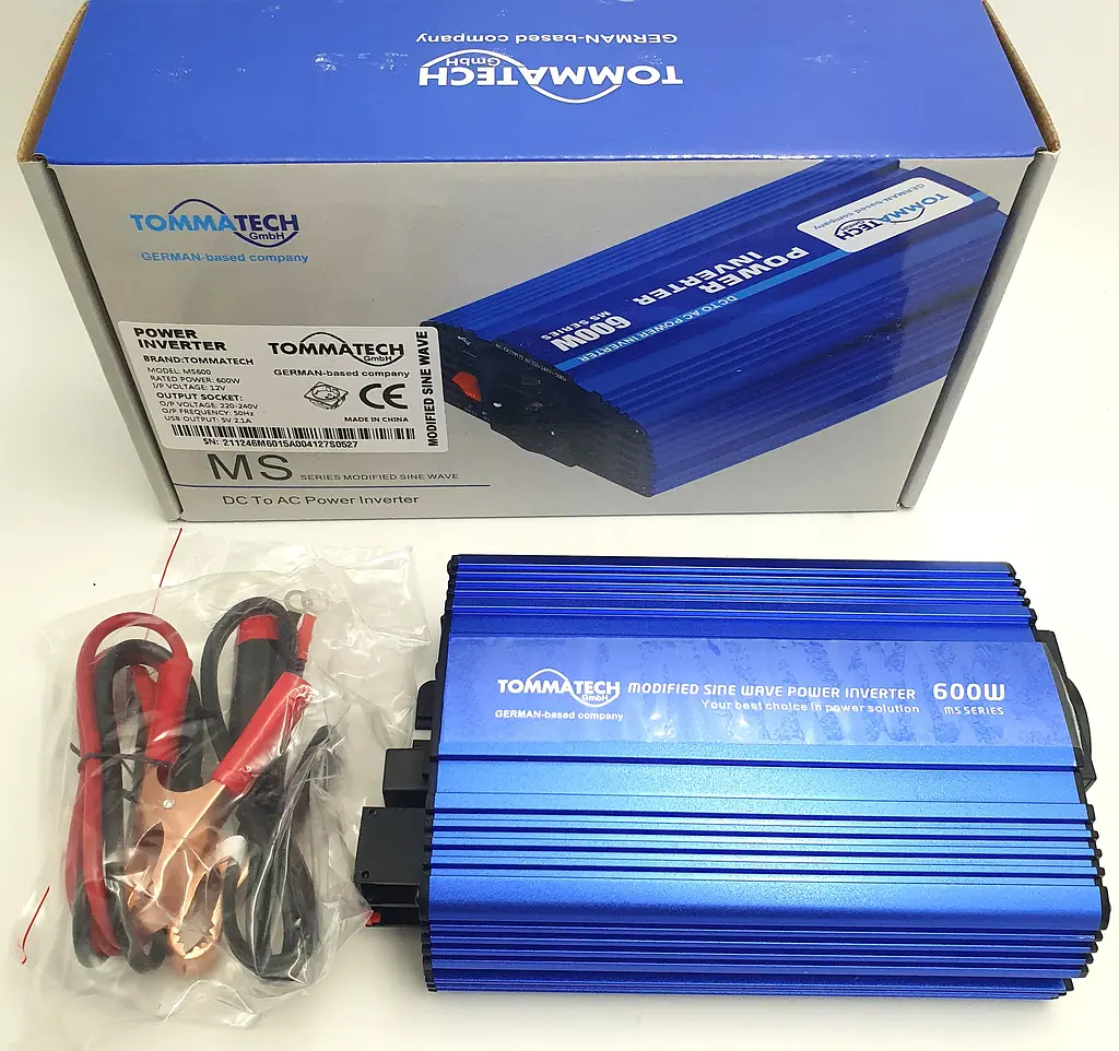 Автоінвертор-перетворювач напруги 12 V-220 V 600 Вт 12 V-220 V 600 W 2 USB Power Inverter Tommatech MS600