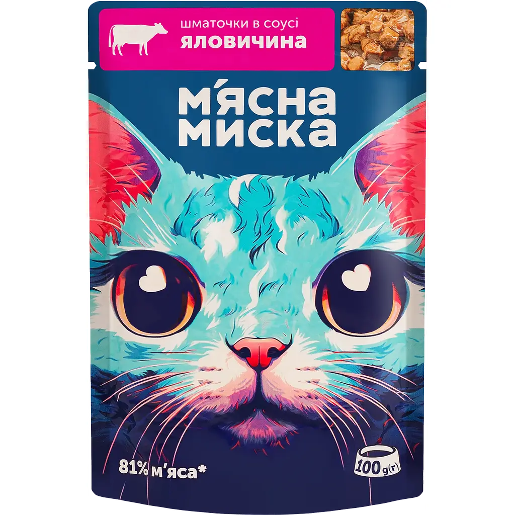 Вологий корм для котів М'ясна Миска шматочки в соусі з яловичиною 2.4 кг (24 шт. х 100 г) - фото 2