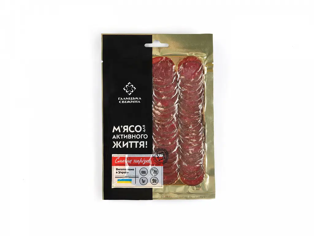 Нарізка м'ясна "Ковбаса "Яловича" с/к в/г, 80 г