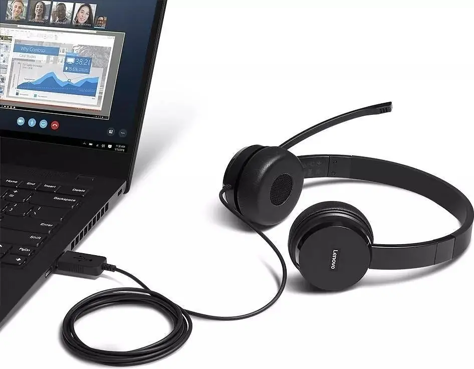 Гарнитура Lenovo ПК стерео On-ear 100 USB 1.8 м черный (4XD0X88524) - фото 6
