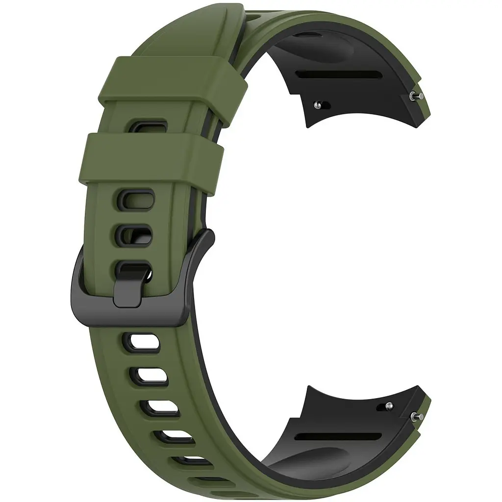 Ремінець для Samsung Galaxy Watch 5 44mm - зелено-чорний ширина кріплення 20мм силікон Watchbands Ricco (W19-2WB91937766)