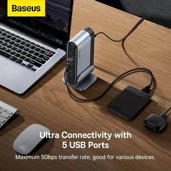 USB-хаб Baseus UnionJoy 17-Port Triple-Display Gray (B00532304811-00) [158346] - фото 6