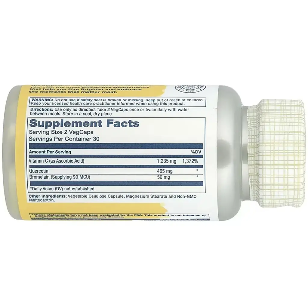 Кверцетин Solaray Quercetin Bromelain & Vitamin C 60 веганських капсул - фото 3