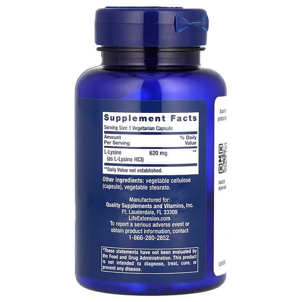 Лізин L-Lysine 620 mg 100 Capsules Life Extension vit0005543 - фото 2