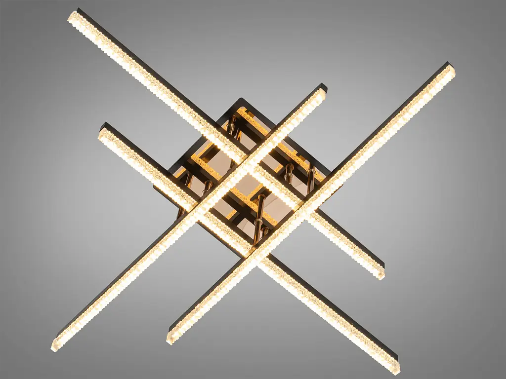 Сучасна стельова LED-люстра Diasha SX1010/4BK, чорна, 60W, акрилові перетинні світлові планки - фото 4