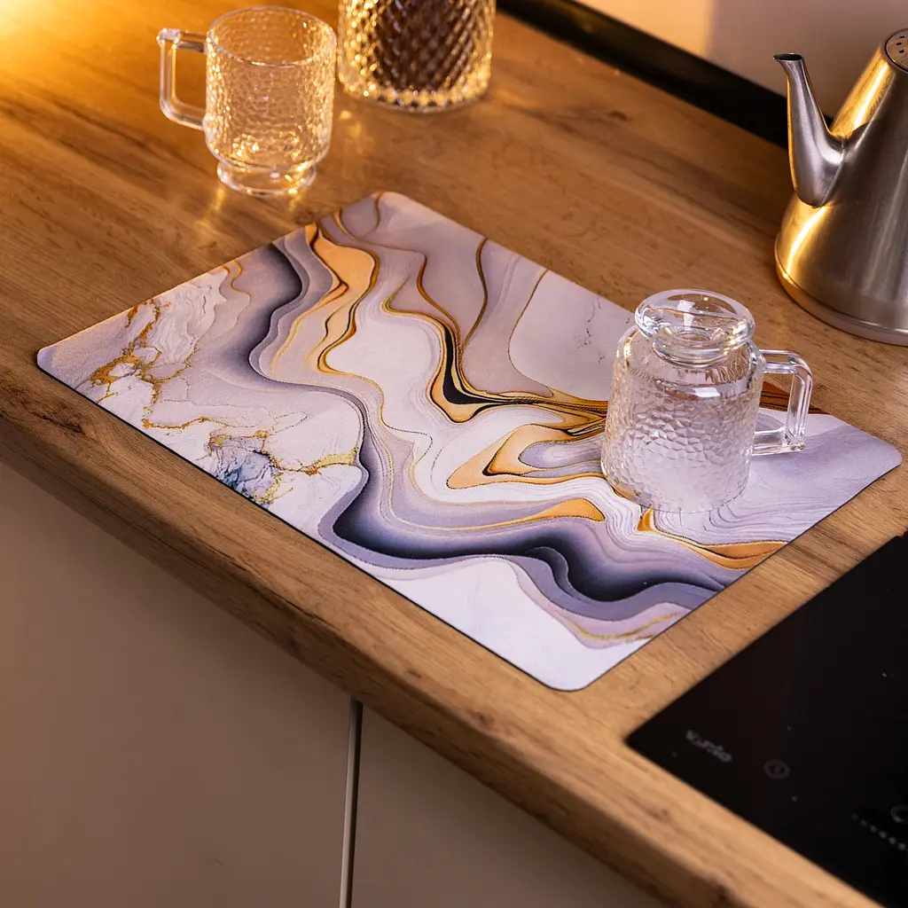 Діатомітовий килимок на кухню для сушіння посуду 30×40 (см) мийний вологопоглинаючий килимок на стільницю для посуду Yiwu HP-42-24 - фото 4