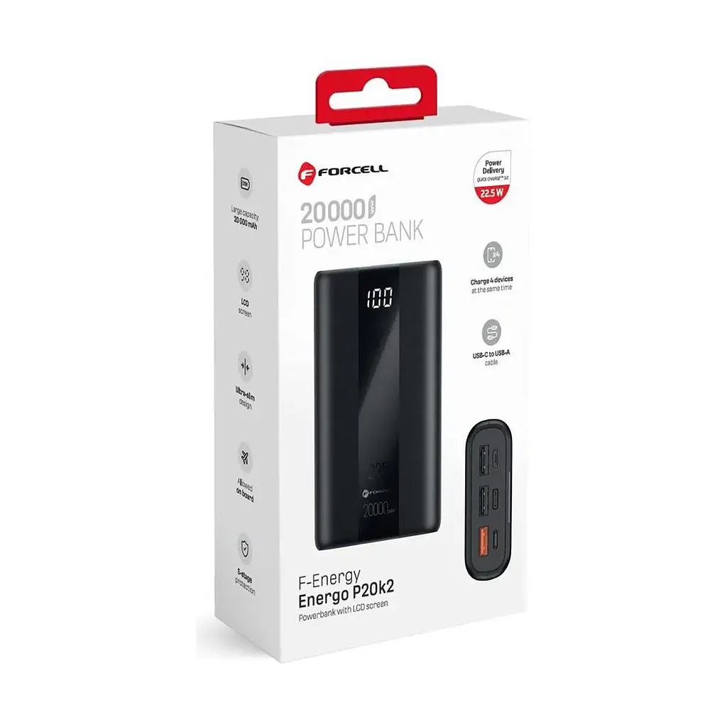 УМБ Forcell F-Energy P20k2 20000 mAh PD QC3.0 PD 3A 22.5W (5903396362378) - фото 11