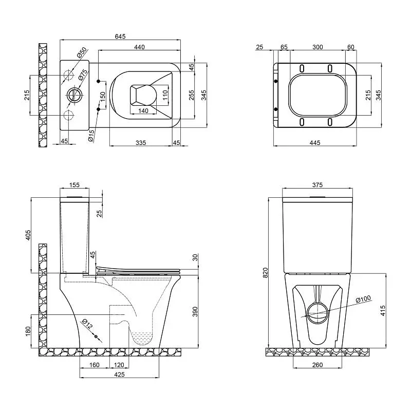 Унітаз-компакт QTAP Kalao Rimless QT08221213AW c бачком і сидінням Soft Close дюропласт - фото 10