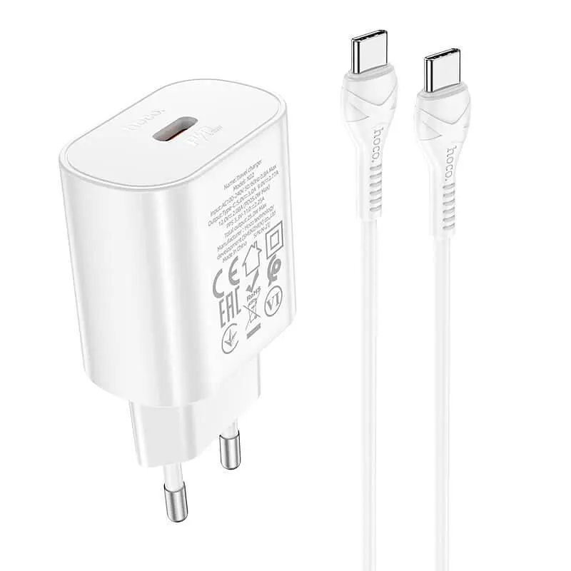 Адаптер мережевий HOCO Type-C to Type-C Cable Jetta charger set N22 25W білий - фото 5