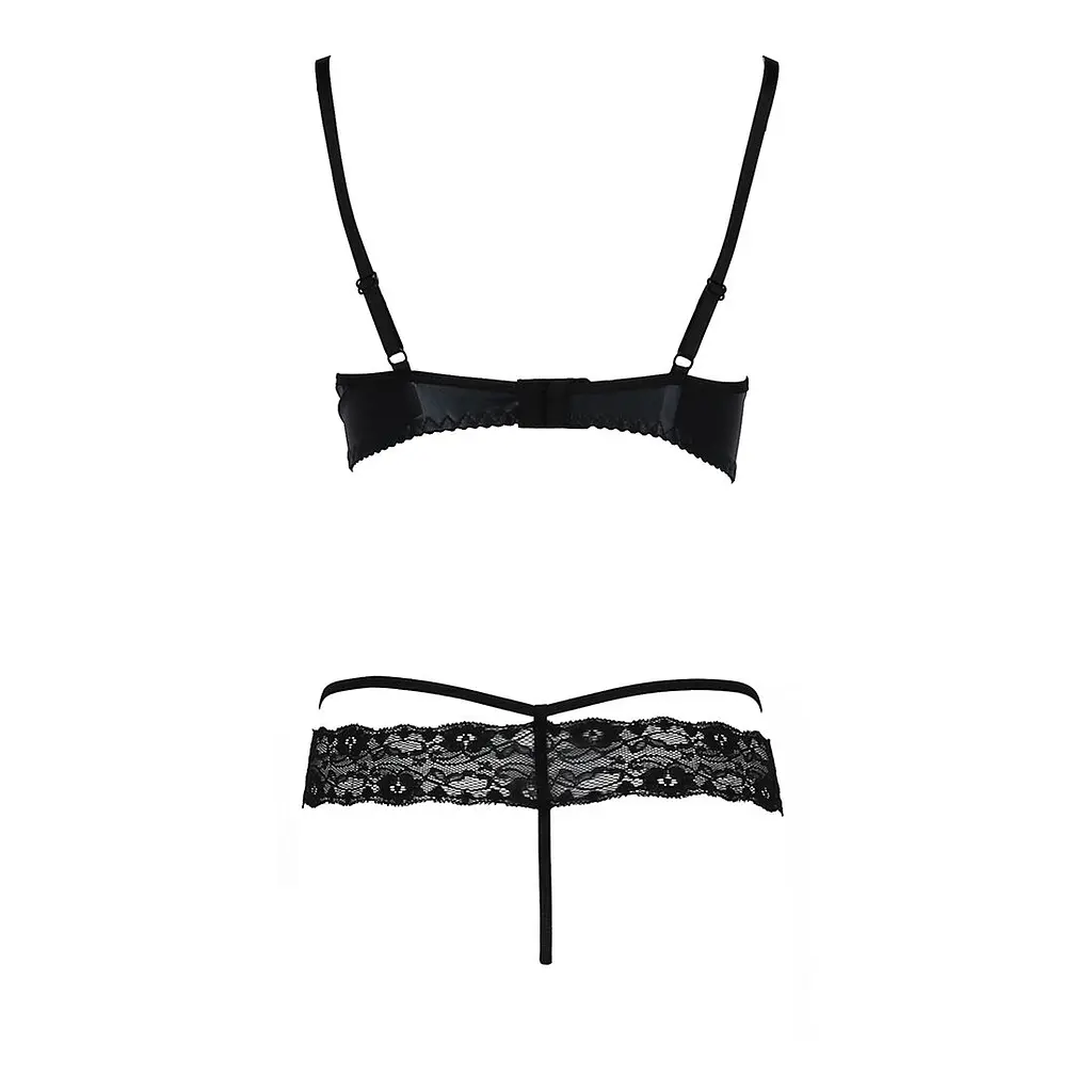 Комплект білизни Passion Exclusive NORTH SET S/M, black, ліф и трусики з елементами під латекс - фото 6