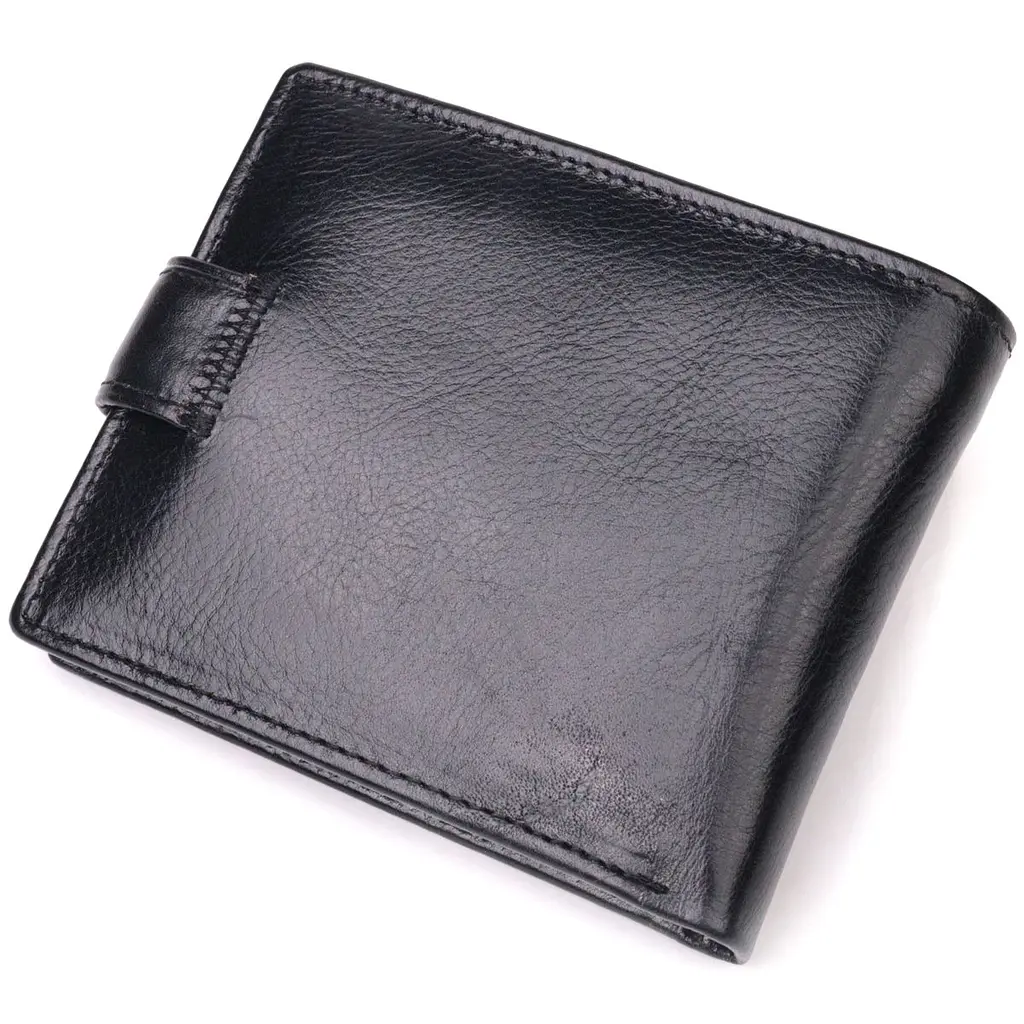 Чоловічий гаманець з натуральної гладкої шкіри у два додавання ST Leather 19409 чорний - фото 2