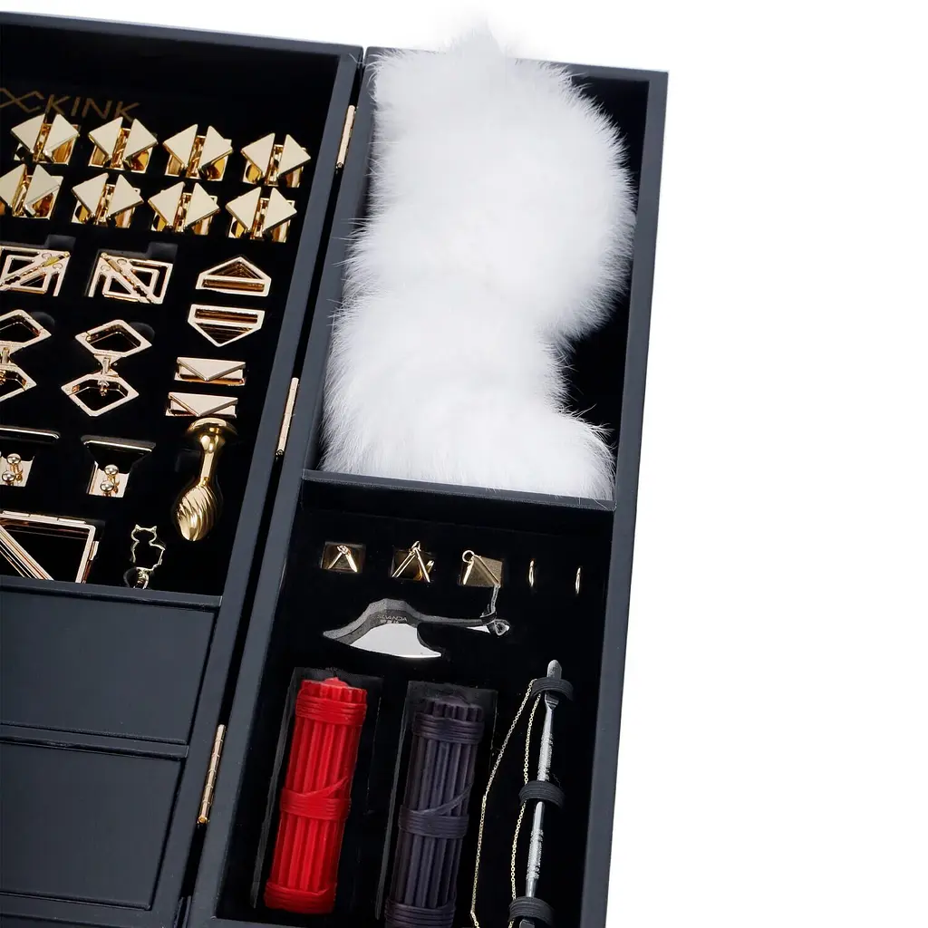 БДСМ-набір LOCKINK All-in-1 BDSM Play Kit, чорний, шкіра з тисненням, предмети для бондажу, шибарі, ваксплею - фото 5